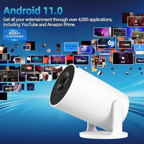 Mini Projector for Bedroome WiFi 6 BT 5.4 1080P Support Smart Projector Compatible with Laptop PC Smartphone Auto Keystone 180° Rotatable - Image 3