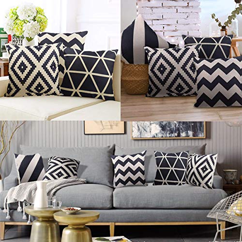 Neusky 4er Set Dekorativ Kissenbezug Kissenhülle Geometrische Muster 45 x 45cm Sofa Büro Dekor Kissenhülle aus Baumwoll… – Bild 6