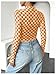 Floerns Women's Checker Print Long Sleeve T Shirts Sheer Mesh Plaid Print Tops Orange Medium