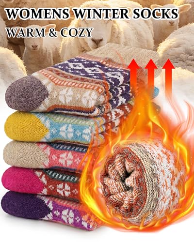 Image of Loritta Wool Socks for Women, Winter Warm Hiking Boot Socks Gifts
