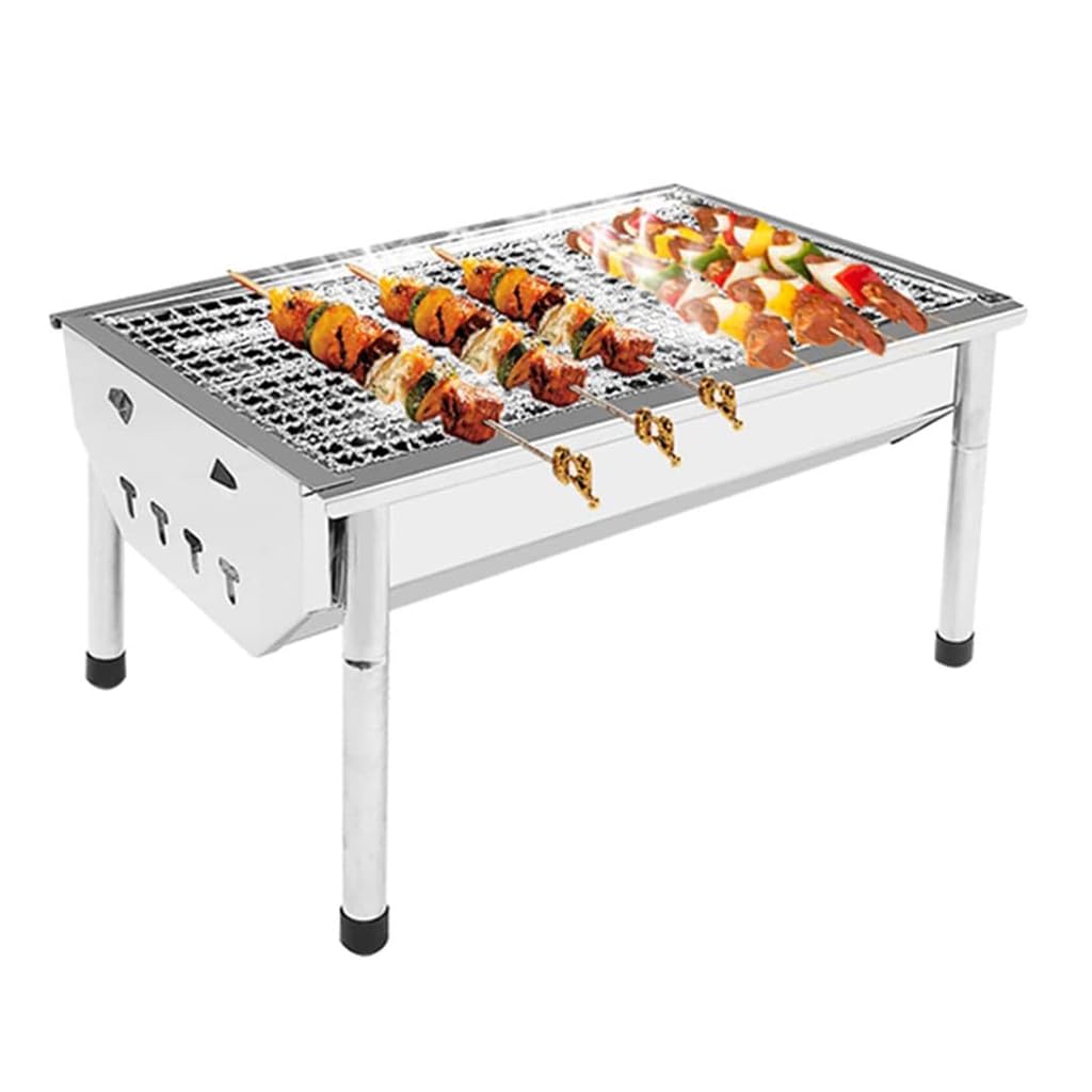Barbecue au charbon de bois en acier inoxydable épaissé avec contrôle de flamme