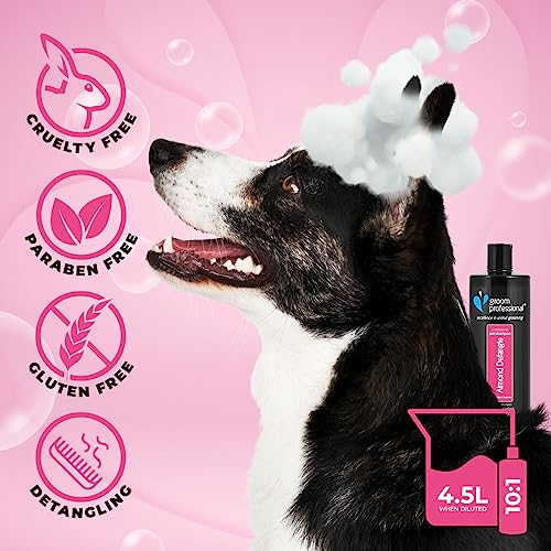 GROOM PROFESSIONAL Almond Detangle Hundeshampoo - Entwirrendes Shampoo für Hunde - Hundeshampoo Gegen Geruch - Beseitigt Verfilzungen & Verknotungen - Für Verfilzte & Verknotete Mäntel, 450ml