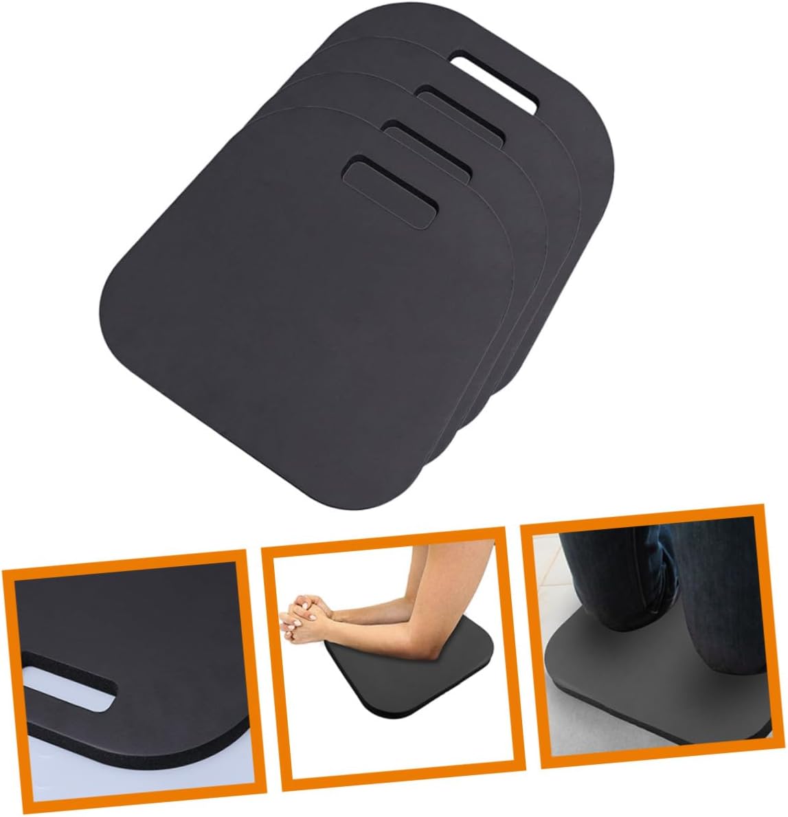 GALPADA 4pcs Extra Thick Garden Kneeling Pads Knee Cushion for Gardening Painting and Plumbing Non-Slip Portable Knee Protection Mat Black