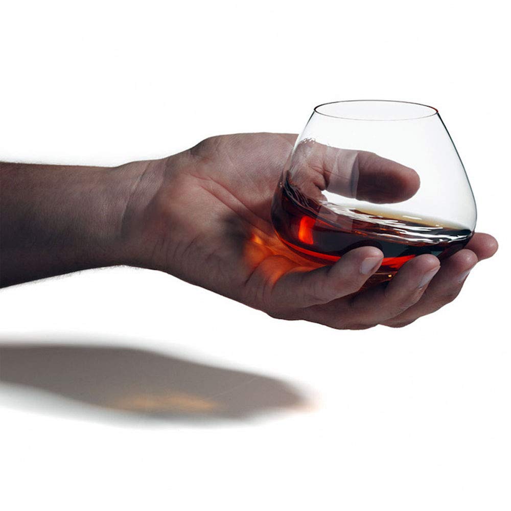 Copenhagen - Set 4 Bicchieri per Cognac (Cognac Glass) - Diametro 11 cm - capacità 25 cl - Soffiato A Bocca - Ogni Bicchiere è Un Pezzo Unico -