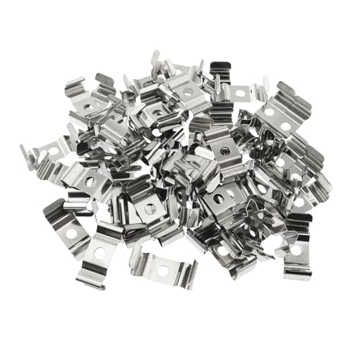 Image of 100PCS T5 Iron Bracket Hooks for Tube Lights Universal Integrated Fixing Clips Hanging Board Voltages Household Appliances Office Industrial Use Light Strips Fluorescent Tubes Bulbs Silver