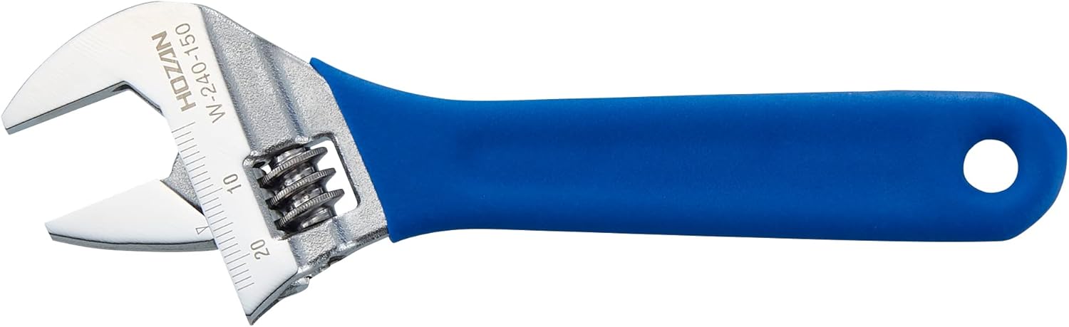 Hozan W-240-150 Monkey Wrench, Opening 0-24 mm, Lightest Class, Graduated, Grip, Convenient for Continuous Work, Made in Japan