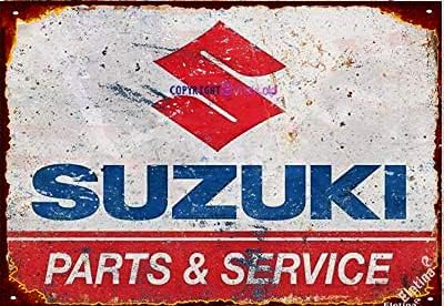TSOSK New Retro Metal Tin Sign|Suzuki Parts and Service Vintage Sign Sign|Home Club Bar Man Cave Garage Farm Wall Decorative Metal tin Sign 8x12 Inches