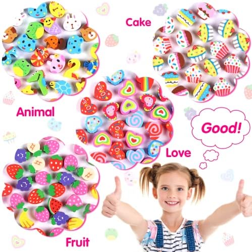 150 Pieces Mini Erasers for Kids Bulk, Novelty Animal Erasers,Pencil Erasers Assortment,Cute Small Erasers for Students Homework School Classroom Rewards Prizes ,Party Favors (Multi-Style)
