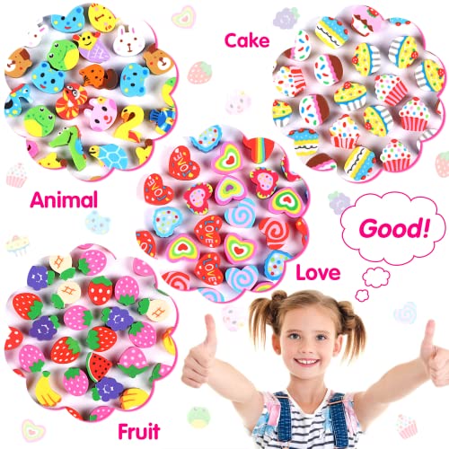 Junebrushs 150 Pieces Mini Erasers For Kids Bulk, Novelty Animal Erasers,Pencil Erasers Assortment,Cute Small Erasers For Students Homework School Classroom Rewards Prizes ,Party Favors #TOP2