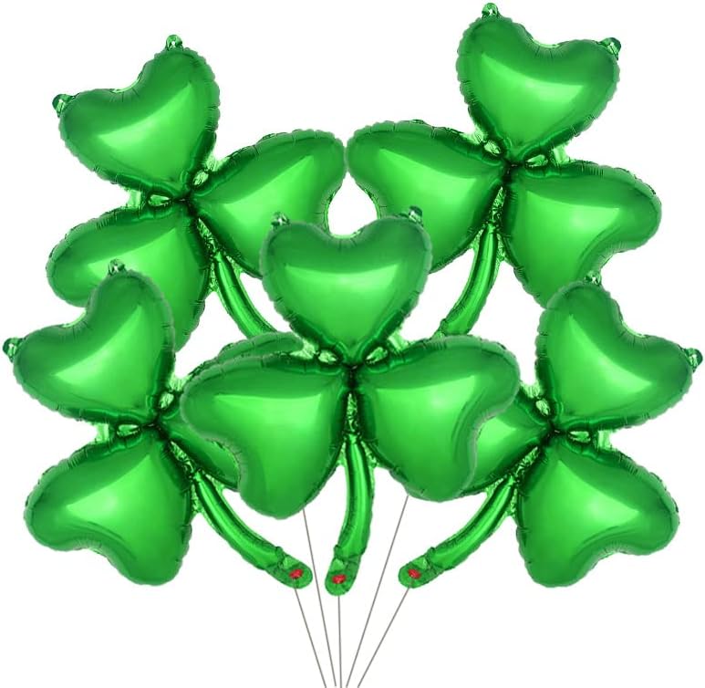 QZMCEAGS St. Patrick's Day Balloons Shamrock Foil Balloons - Shamrock Balloons Decorations Lucky Clover Balloons for Saint Patrick's Day Decorations Irish Party Supplies Party Sets-5 PCS