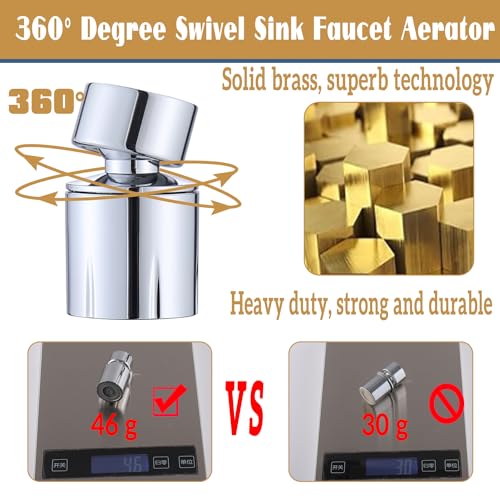 Snutuya SINK AEARTOR 02 Swivel Faucet Aerator(Heavy ), Dual-Function 2-Flow Sprayer Faucet Head, 360° Large Angle Swivel Kitchen Sink Aerator,Kitchen 55/64 Inch Female Thread Faucet Extender thumb #3