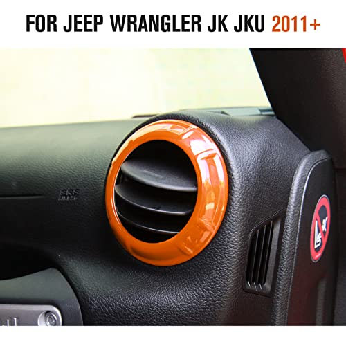 JeCar 4PCS Center Console Dash Air Conditioner Vent Cover Trim Interior Accessories Compatible with Jeep Wrangler JK JKU 2011-2018 (Orange) by JeCar - Used condition - Image 2
