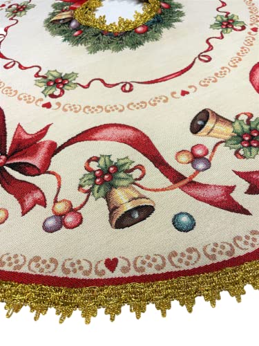 Saia para arvore de natal Happy Christmas Redonda D90cm