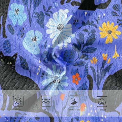 Wusikd Black Cats Flowers Blue Girls' Underwear Cotton Girls Briefs Soft Toddler Underwear 2T3