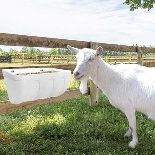 HONSREO Hanging Chicken Feeder Trough, 4 Pack Fence Feed Feeder for Goat Sheep Deer Poultry Duck Livestock Feeding Container Goats Supplies Feeders Waterer Bucket