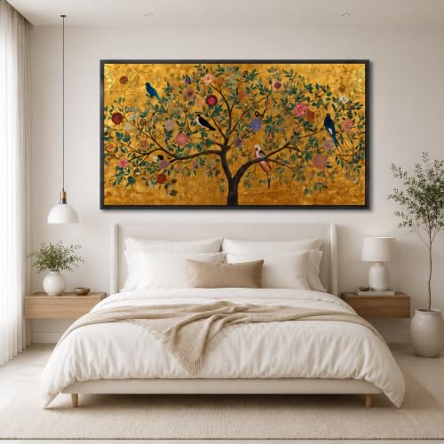 Image of Artsense Golden Tree of Life Wall Art | Luxury Abstract Nature Painting | Golden Botanical Tree Canvas Style Wall Decor for Living Room Bedroom Office Hotel Home Decorative Artwork