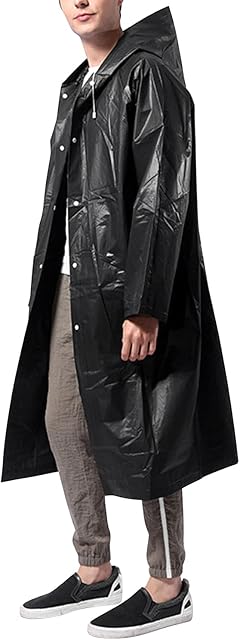 StarTreene Unisex EVA Raincoats for Adults,Rain Jacket with Hood Waterproof Long Trench Lightweight Raincoat For Rain Protection Outdoor