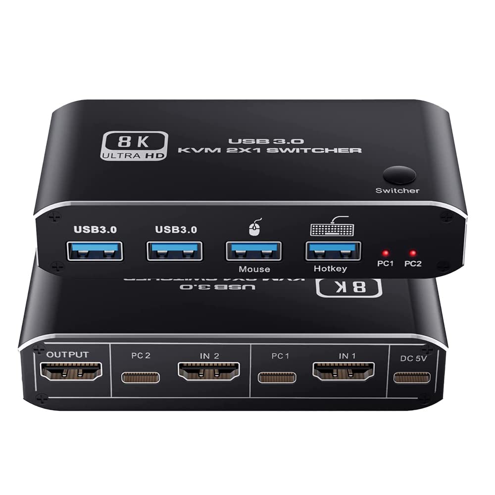 Tobo 8K KVM Switch HDMI 2 Port Box, USB 3.0 KVM Switch for 2 Computers Share Keyboard Mouse Printer and one HD Monitor, Support UHD 8K@60Hz 4K@120Hz. TD-551H-image-48