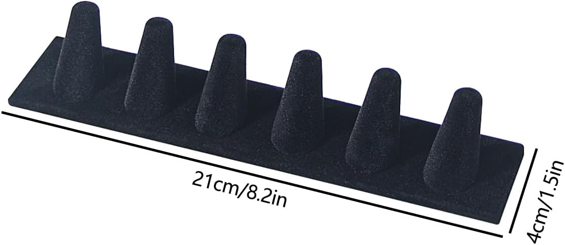 Velvet 6 Finger Ring Display Stand, Ring Holder Organizer, Ring Holder Stand for Selling, Jewelry Ring Storage for Home Desk Drawer (Black 2PC) - Image 7