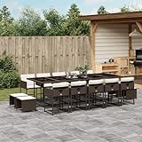Photo Gallery hoodmeel 15 pz set tavolo e sedie da giardino, set pranzo giardino, set giardino esterno tavolo e sedie, tavolo per esterno con sedie, con cuscini marrone polyrattan Photo Gallery hoodmeel 15 pz set tavolo e sedie da giardino, set pranzo giardino, set giardino esterno tavolo e sedie, tavolo per esterno con sedie, con cuscini marrone polyrattan