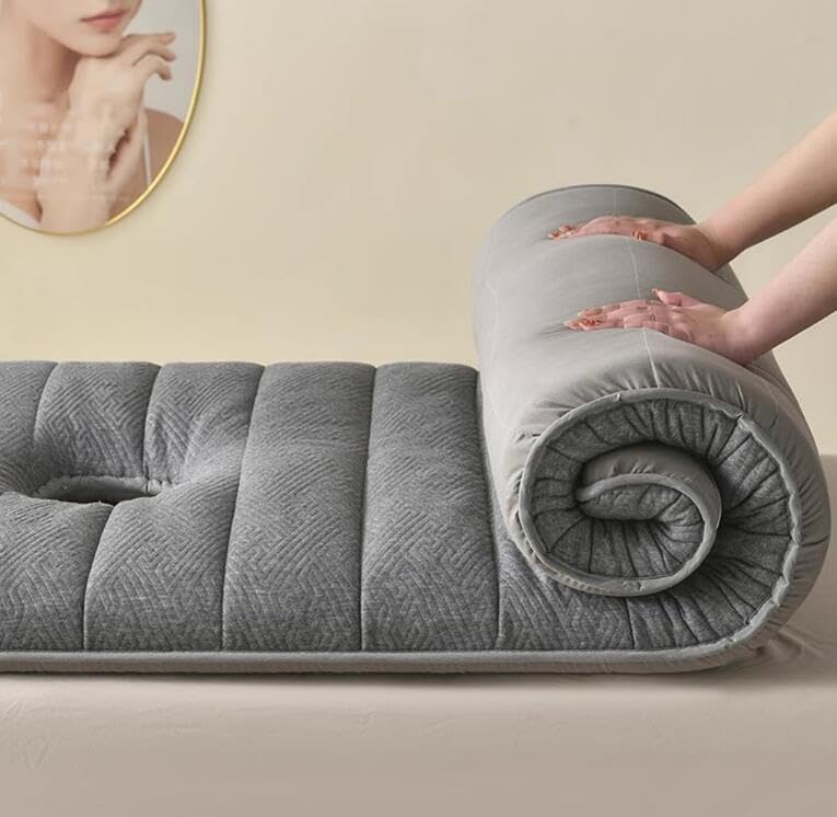 Matelas de lit de massage avec ouverture pour le visage et sangles élastiques, Pliable Portable matelas de beauté en mousse à mémoire de forme, pour institut de beauté SPA/gray 4cm/R 70x185cm