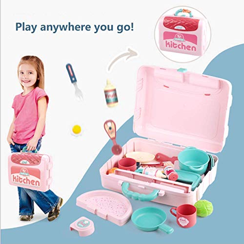 Image of LONGMIRE Plastic 42 Pcs Big Size Kitchen Playset | Musical & Light Kitchen Set Toy for Kids with Sound and Accessories Set for 4 Year Old (Tool Suitcase)