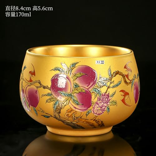 Juego de té Chino Kungfu de regalo exclusivo con taza Jianzhan artesanal de oro y nueve melocotones 2