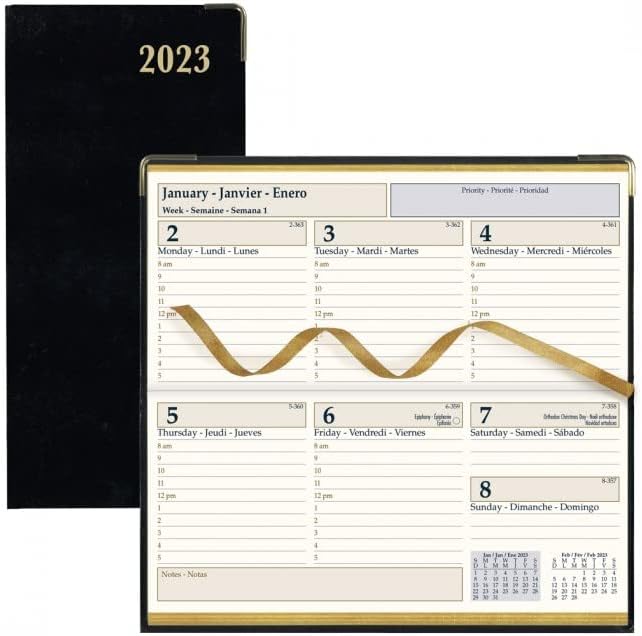 Brownline Agenda semanal ejecutiva de bolsillo 2024, libro de citas, 12 meses, enero a diciembre, horizontal, encuadernación cosida, 6.75 x 3.1875