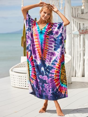 Kaftan Dresses for Women Plus Size Bathing Suit Cover up Vneck Batwing Dress Loose fit Moroccan Caftan mumu Dresses3