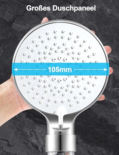 Magichome Duschkopf mit Filter, Hochdruck Handbrause 5 Strahlarten, Duschkopf Wassersparend mit 3-Lagen-Filtration Mineralsteinen, Druckerhöhende Duschbrause für Hartes Wasser,Rest-Chlor, Weiß