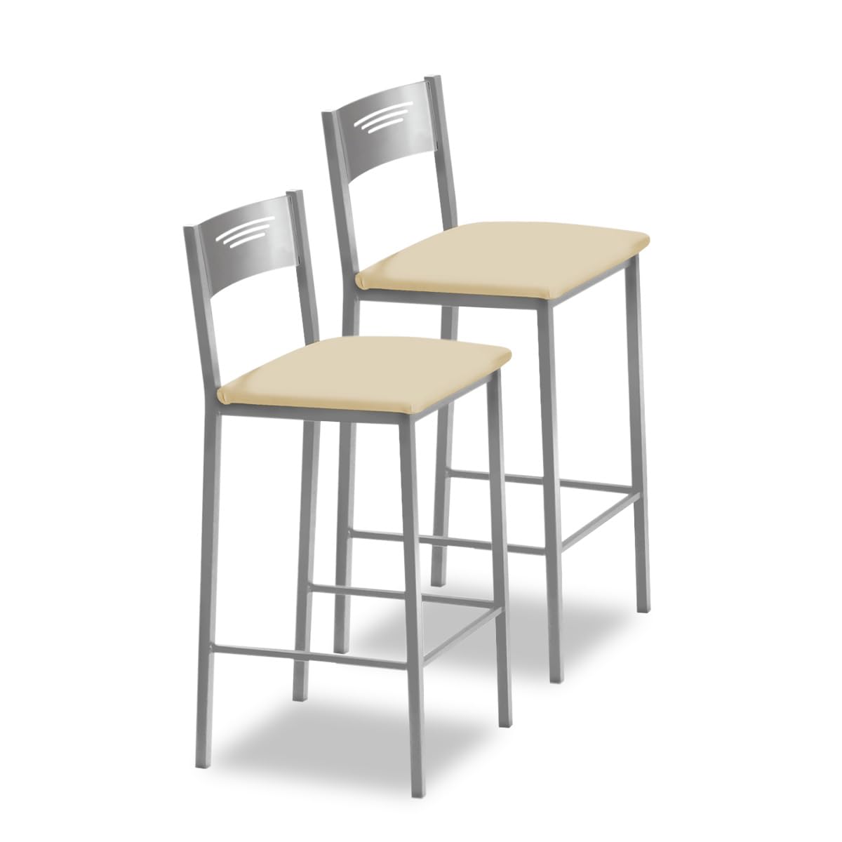 ASTIMESA Dos Taburetes Alto de Cocina 60 cms Polipiel beig, TAB60BE