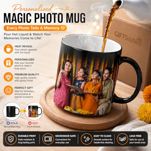 Image of Personalized Magic Mug - Custom Photo, Name & Quote Ceramic Mug - Birthday, Anniversary, Valentine's Gift - 325ml Color Changing Mug for Girlfriend, Boyfriend, Husband