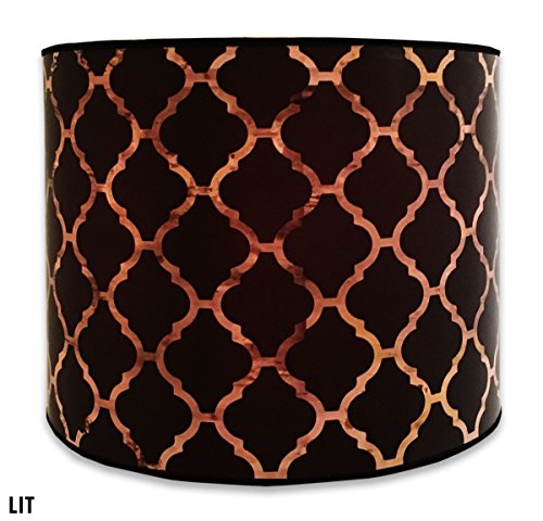 Image of Royal Designs, Inc. Trendy Decorative Handmade Drum Shade, Made in USA, 10in, HBC-8048-10-2, Black Moroccan - 2 Pk