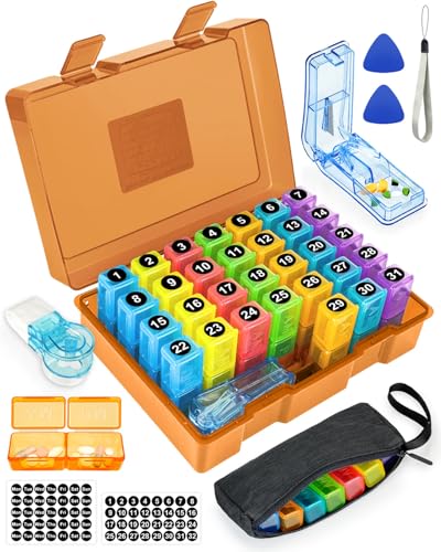 Monthly Pill Organizer 2 Times a Day – Yonlog Large Medicine Box with Weekly Travel Bag