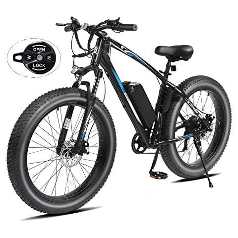 PEXMOR Electric Bike for Adults, 500W 48V 13AH Removable Battery Ebike, 50Miles 20MPH 26" Fat Tire Adult Electric Bicycle, Electric Mountain Bike Snow Beach Commuter E-Bike,7 Speed,UL Certified Cover