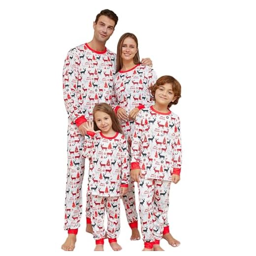 AIOIDI Famille Pyjama Noël Ensemble Top & Pantalon À Manches Longues Père Mère Garçon Fille Nouveau-né Combinaison Nouvel an Deux Pièces Automne Hiver Vêtements Hommes L
