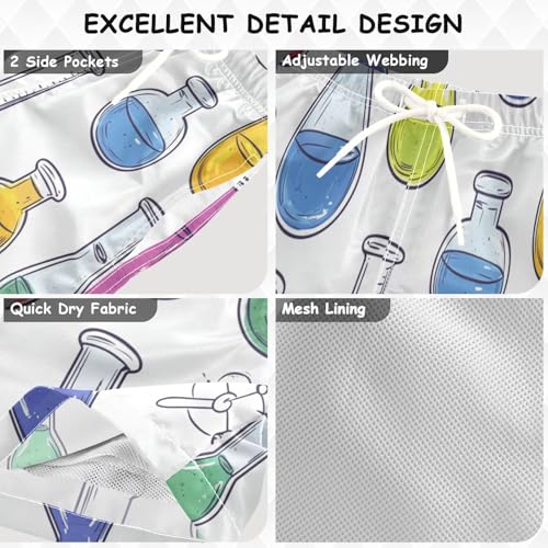 Boys Beach Board Shorts Science Chemistry Funny Swim Trunk Teen Swimwear 8-16Y3