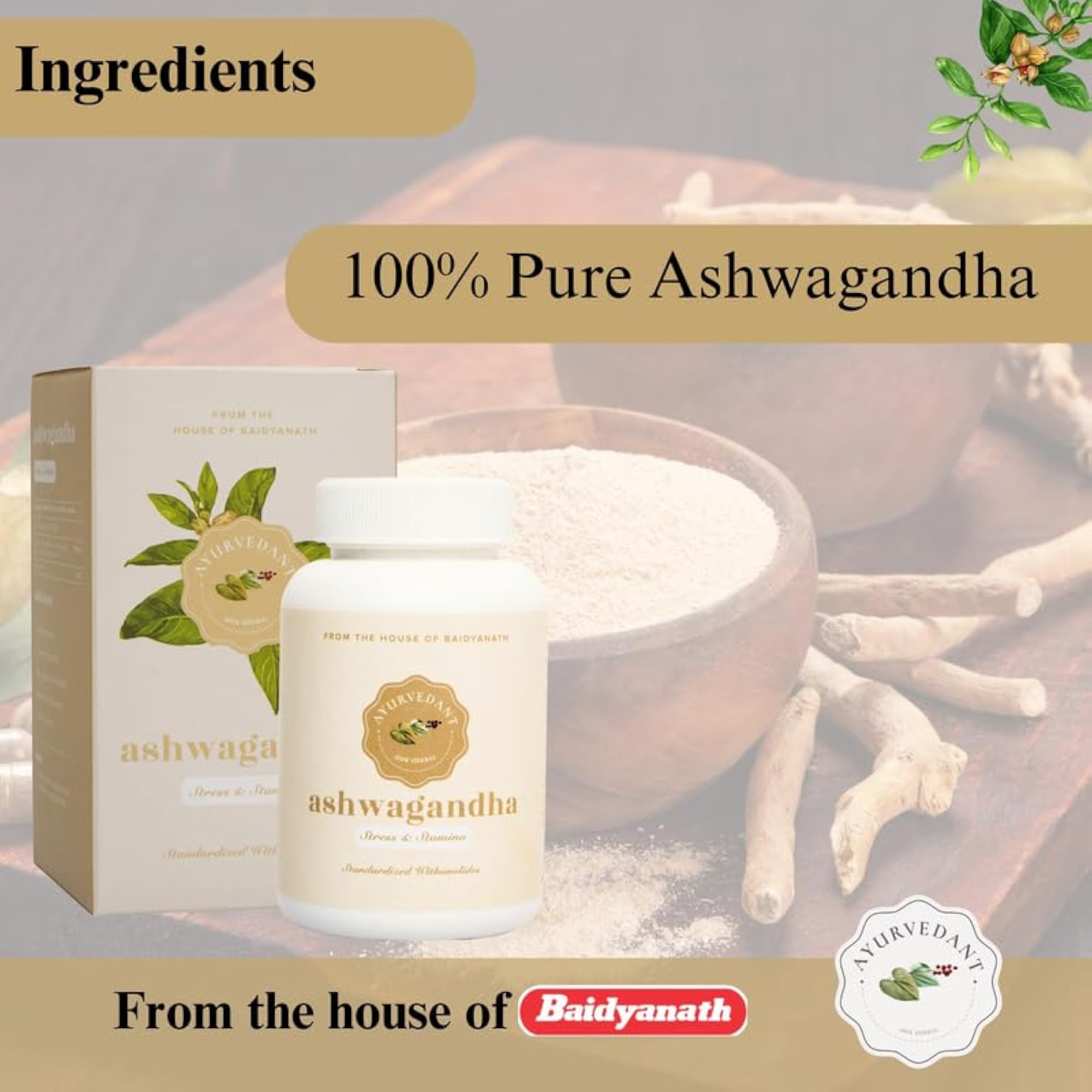Baidyanath Ayurvedant Ashwagandha Tablets for Stress Relief