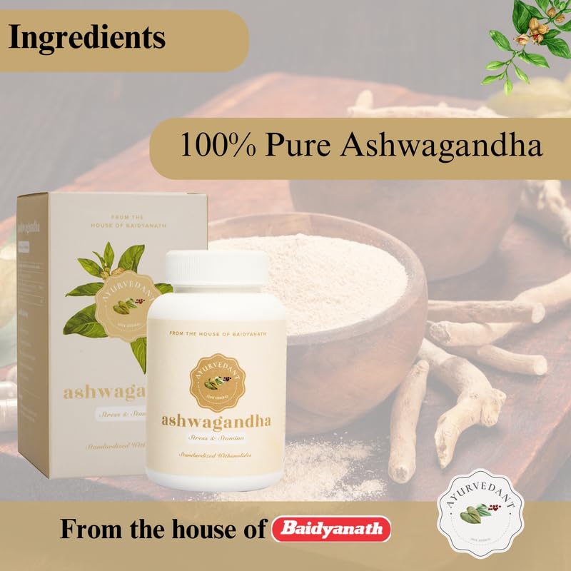 Baidyanath Asli Ayurved Jhansi Ayurvedant Ashwagandha 60 tablets for Control Stress, Improves Vitality and Muscle Strength 2