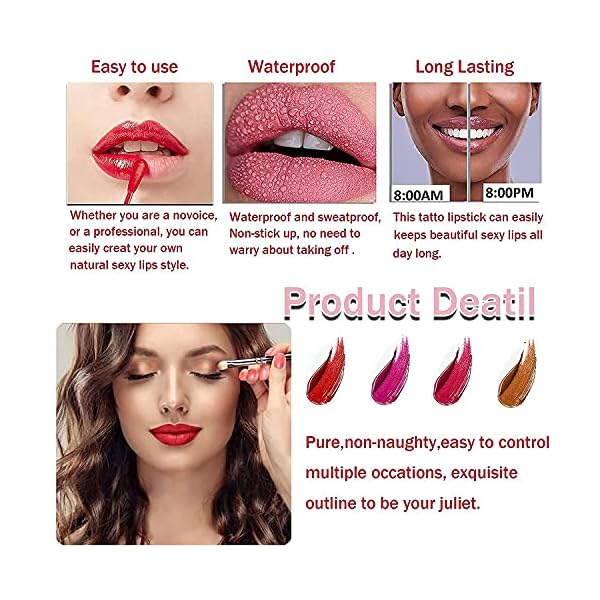 Blitzby-20-Pcs-Tattoo-Lipstick-Cigarette-Cotton-Swab-Lip-Stain-Portable-Non-Stick-Liquid-Lipstick-Long-Lasting-and-Waterproof-Lip-Tint-Multicolor Blitzby 20 Pcs Tattoo Lipstick Cigarette Cotton Swab Lip Stain, Portable Non-Stick Liquid Lipstick, Long-Lasting, and Waterproof Lip Tint. (Red)