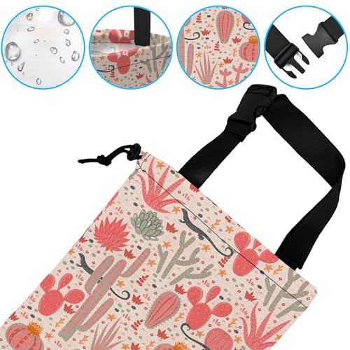 Image of Car Trash Bag Hanging Cacti and Lizards Car Trash Can Waterproof Garbage Bag Hanging for Car Back Seat with Adjustable Straps and Drawstring for Car Accessories Vehicle Travelling