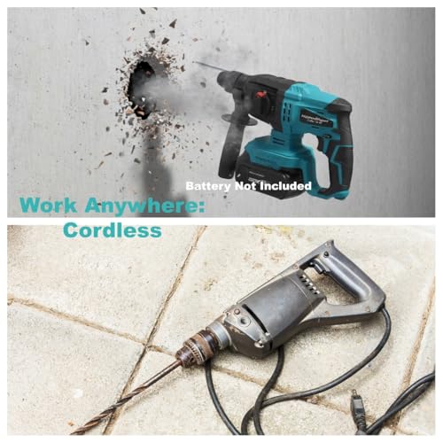 SDS-Plus Rotary Hammer Drill for Makita 18V Battery,Max Drilling Diameter 1-1/8",2 Joules Cordless Hammer Drill for Concrete Masonry,Stones, Cement,Tool Only - Image 5