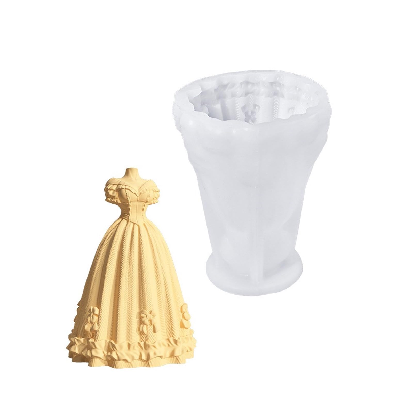NEWFT Sturdy Princess Gown Silicone Mold For Princess Dress Candle Making Suitable For Weddings And Craft Projects
