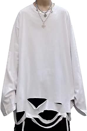 Goth Fake Two-Piece Long Sleeve Top - Alternative Grunge Clothing For Women & Men, Cotton Polyester Blend