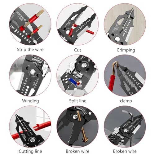 Image of All in 1 Multifunction Stainless Steel Wire Stripper /Wire Crimping Tool, Wire Cutter, Wire Crimper, Cable Stripper, Wiring Tools (28 in 1 wire stripper)
