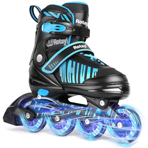Rotayi Adjustable Inline Skates for Kids, Light Up Wheels Roller...