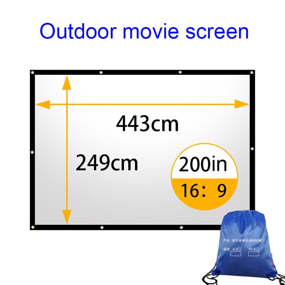 KADEUX Tenda Per Proiettore Portatile Schermo Di Proiezione 4K HD All'aperto, 4:3/16:9 Telo Da Videoproiettore Pieghevole, Anti Rughe, Lavabile, 120/150/180/200 Pollici(200in-16:9)