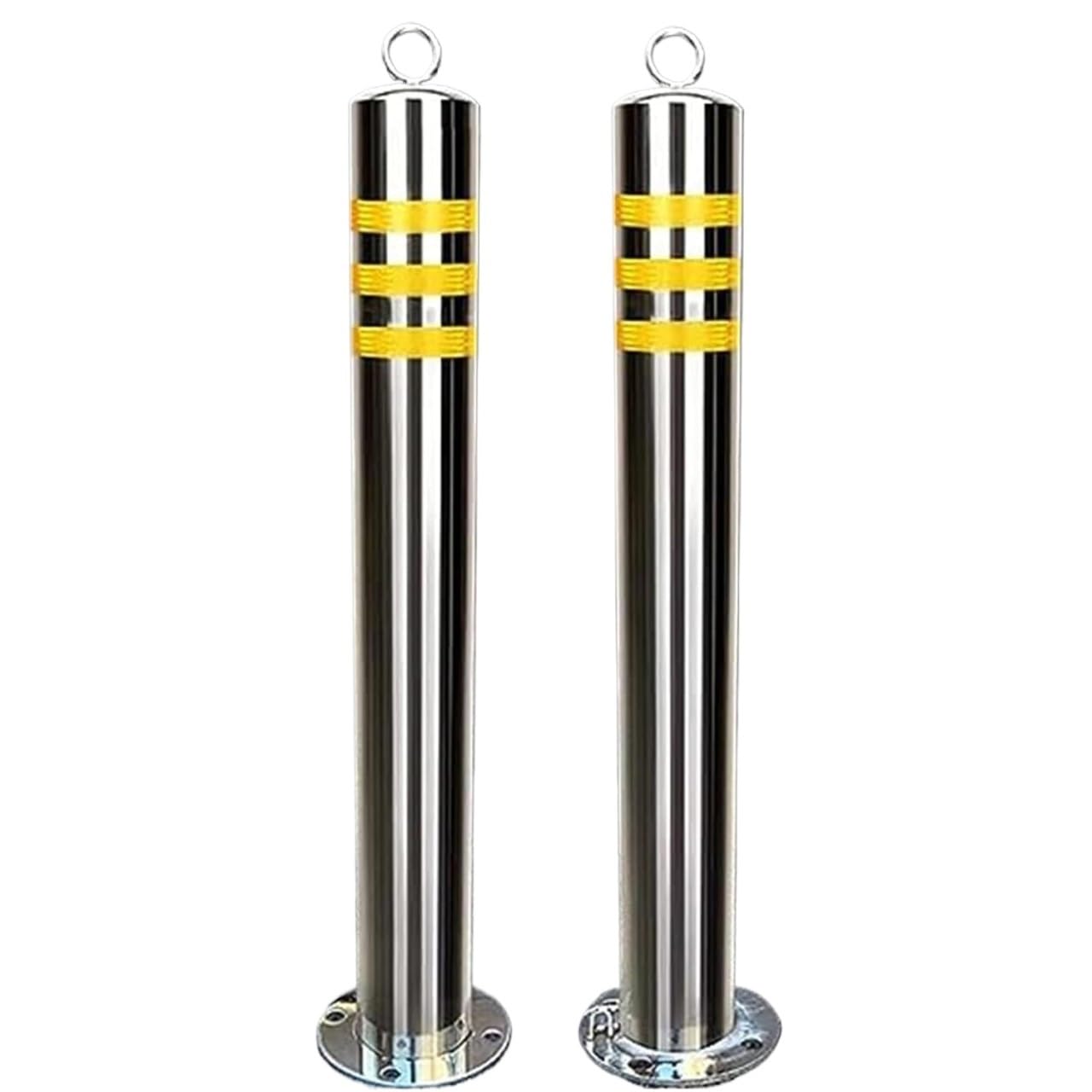 JYBNBBE Traffic Cone Safety Barrier Delineator Post Cone Reflective Bollard, Stainless Steel Safety Bollard Pole Barrier with 4 Anchor Bolts, Garage/Streets/Driveway,4Pack