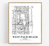 Eleville 8X10 Unframed West Palm Beach Florida City View Abstract Road Modern Map Art Print Poster Wall Office Home Decor Minimalist Line Art Hometown Housewarming wgn538