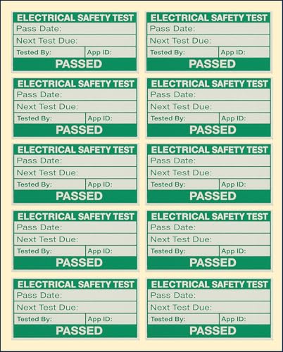 PAT Testing Stickers Pass & Fail Labels for Portable Appliance Testing PAT Test Labels for Safety Checks. 50 x 25mm. EJI Labels (Green - Pass 100 Pack)